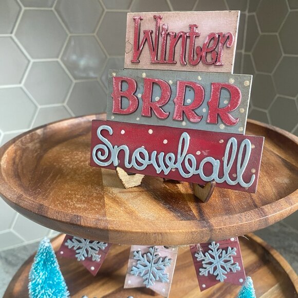 Handmade Frosty Winter Tiered Tray Decor (Tray Not Included) - Picture 2 of 11